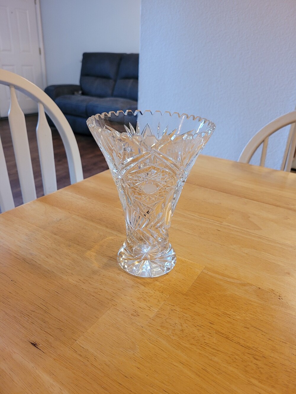 Vintage Crystal Bohemian Floral Cut Vase